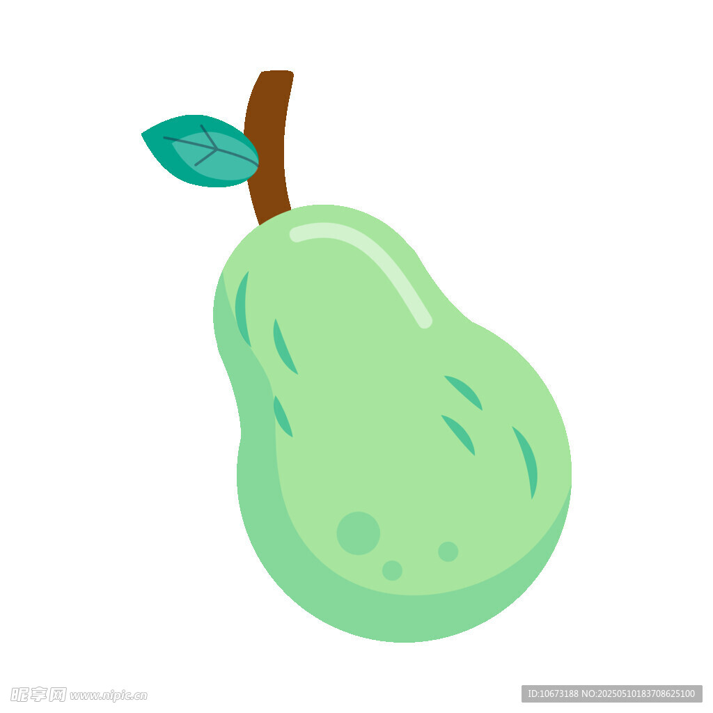 青綠色卡通梨子插畫
