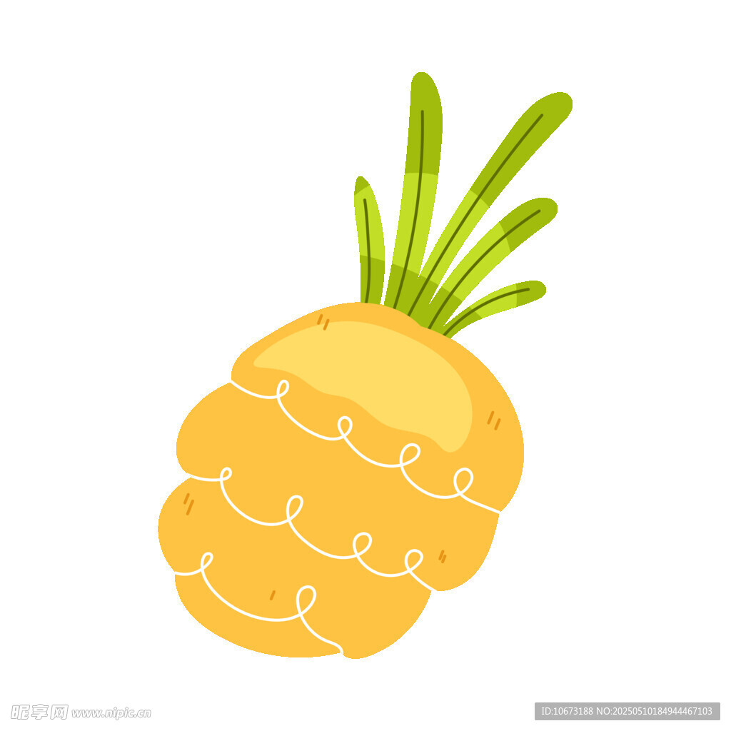 卡通風(fēng)格黃色菠蘿插畫