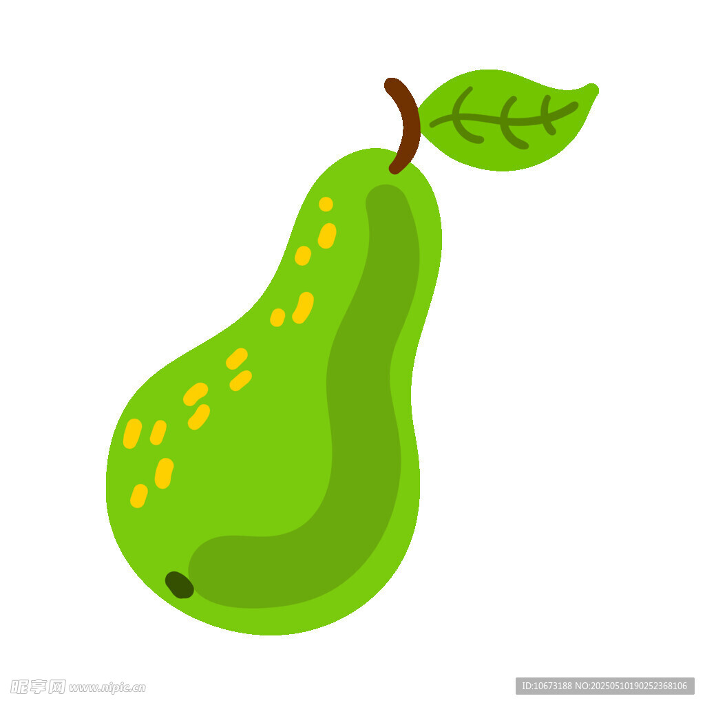 青綠色帶斑梨子插畫