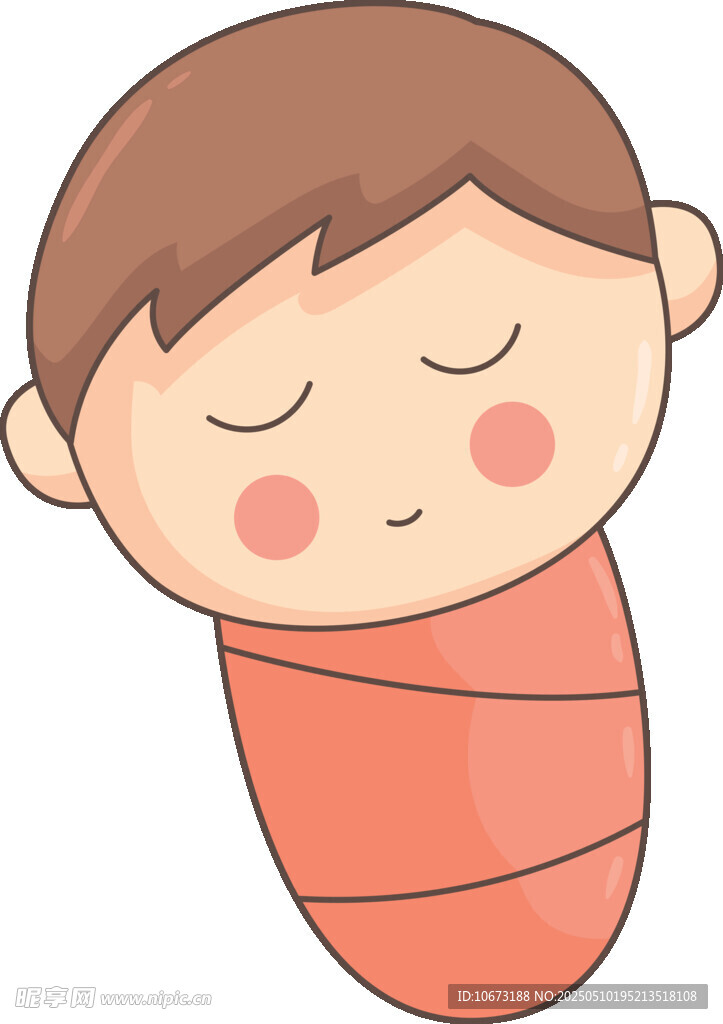 熟睡的裹襁褓小嬰兒