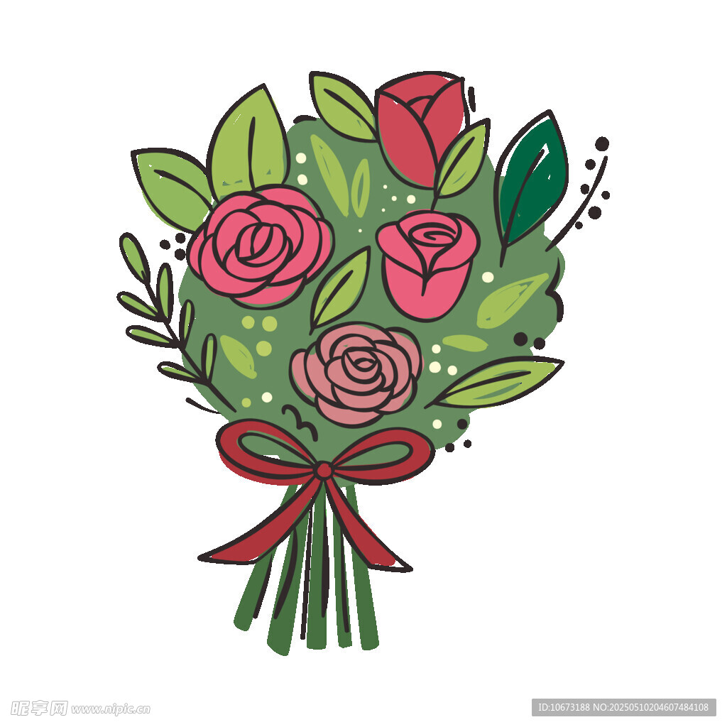 手繪玫瑰花束插畫