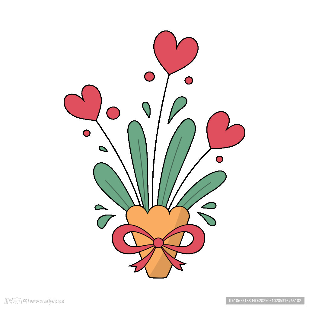 愛心花束插畫