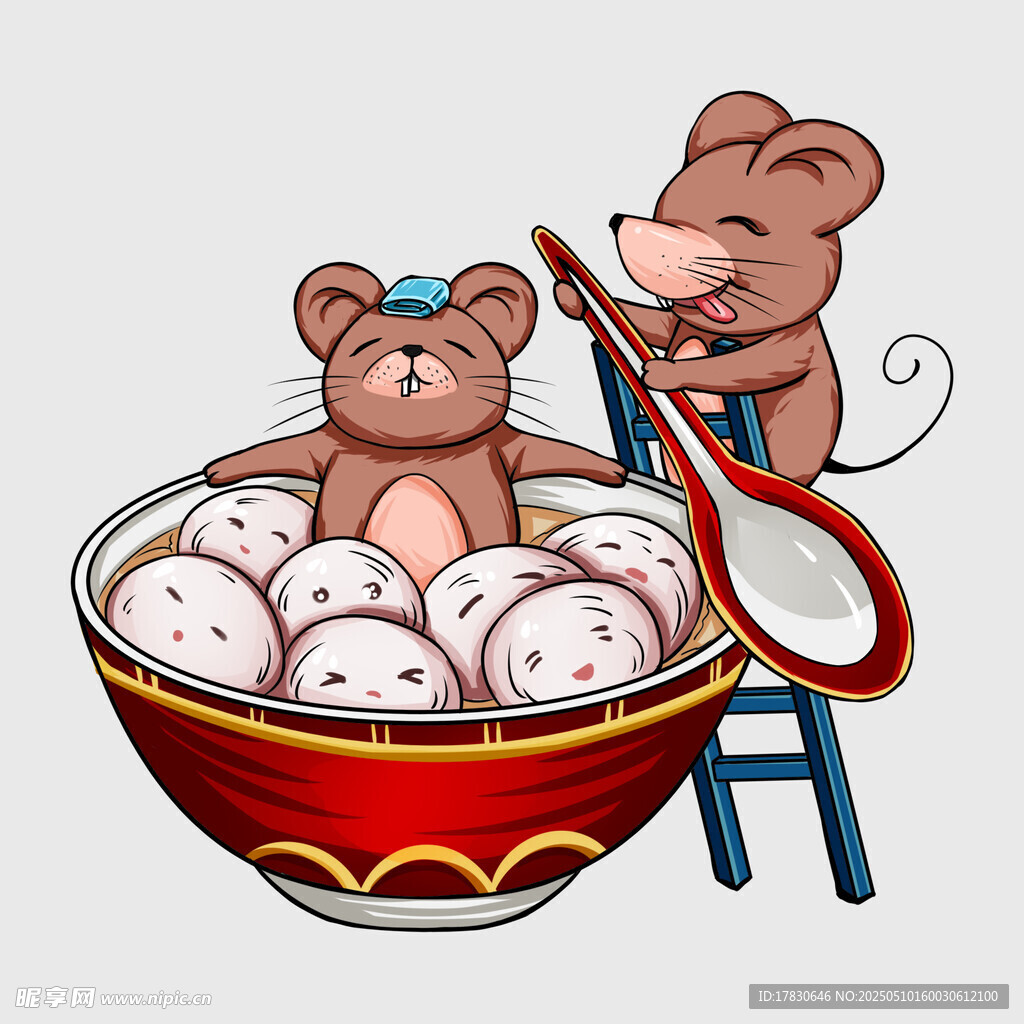 老鼠賞味湯圓萌趣畫面