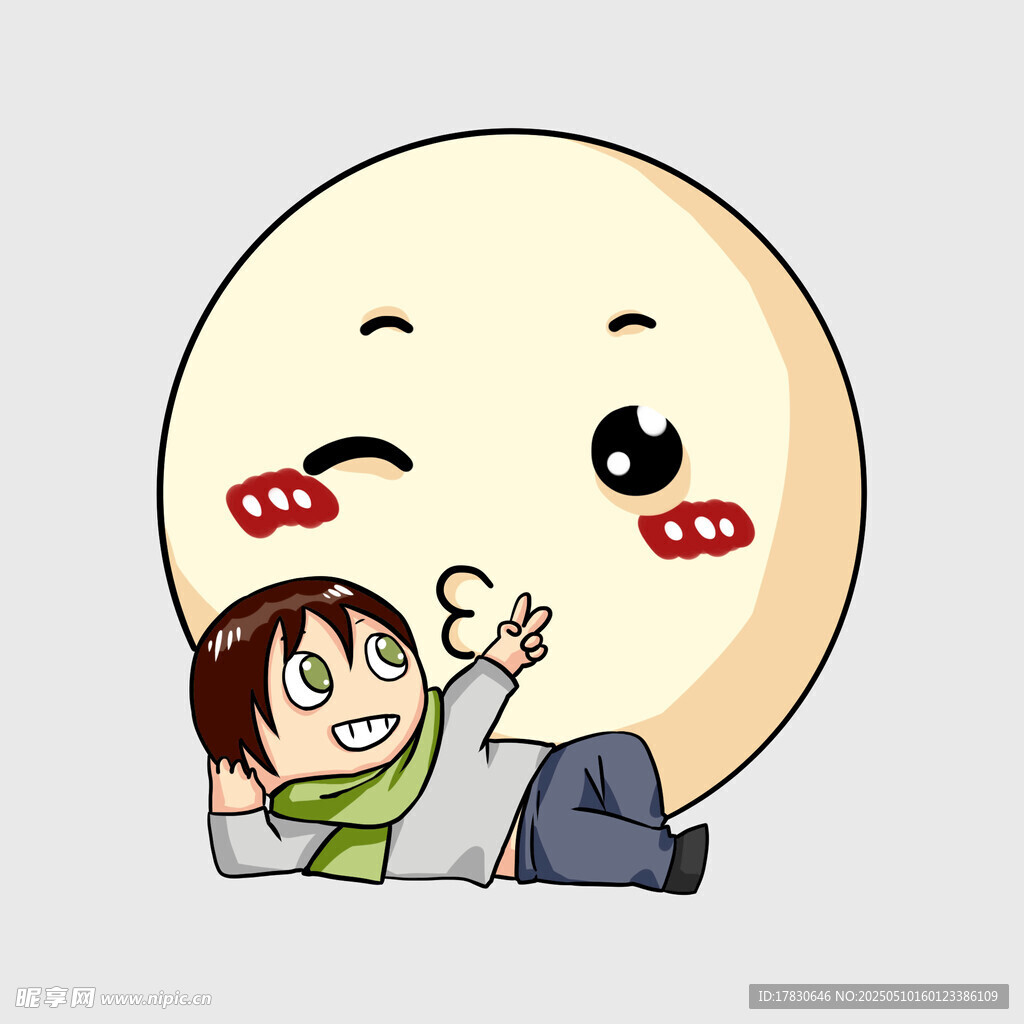女孩依偎月亮溫馨畫面