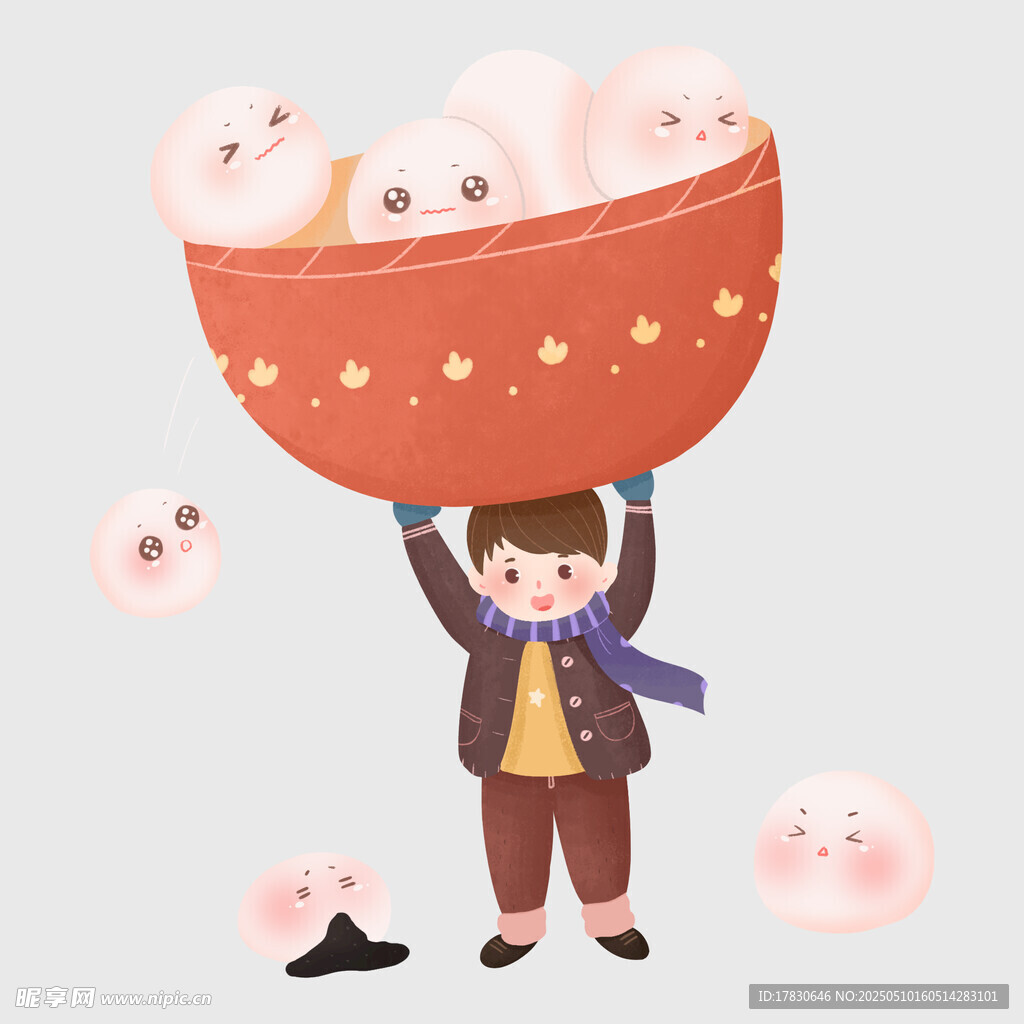 男孩高舉碗中可愛小豬
