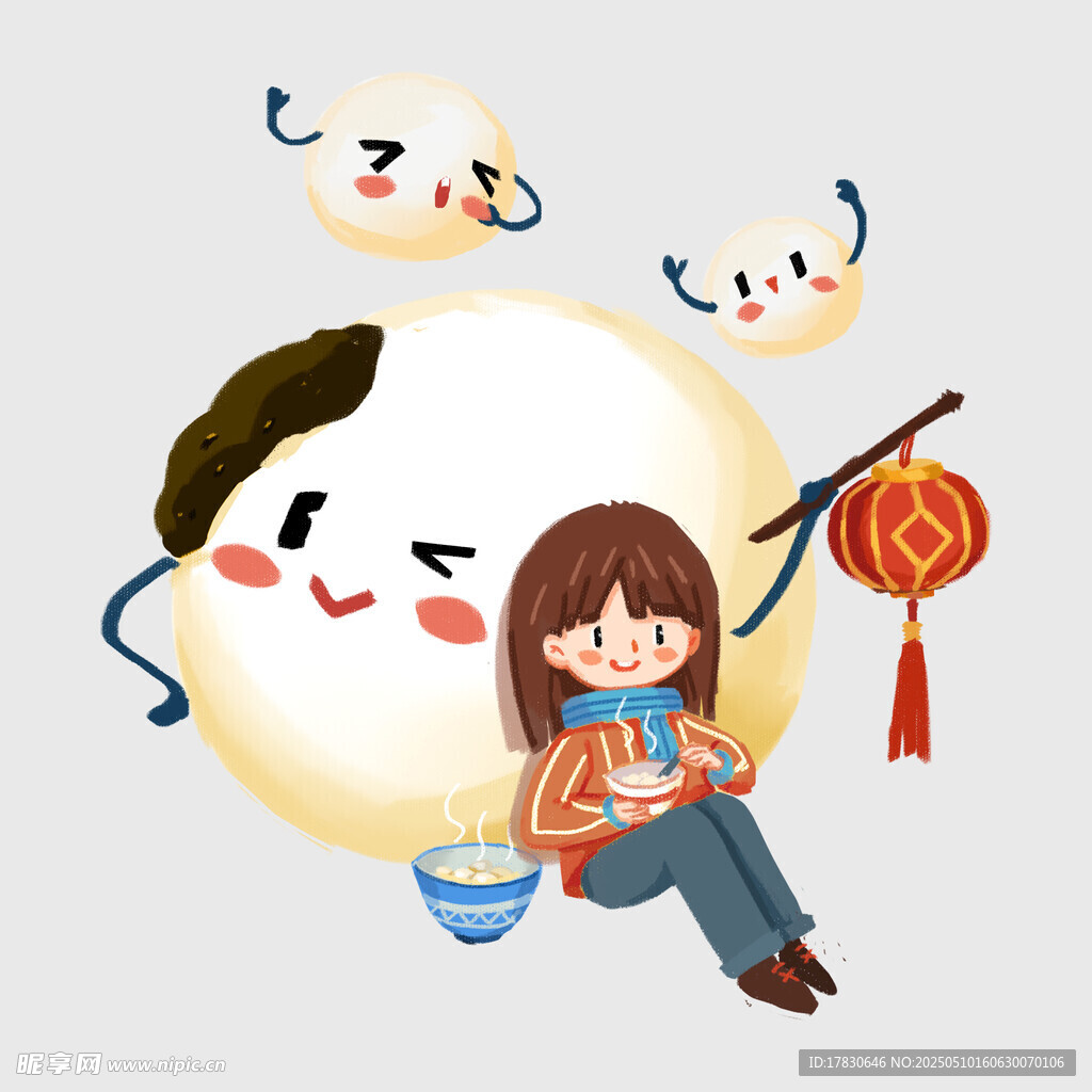 女孩伴月享美食迎佳節(jié)