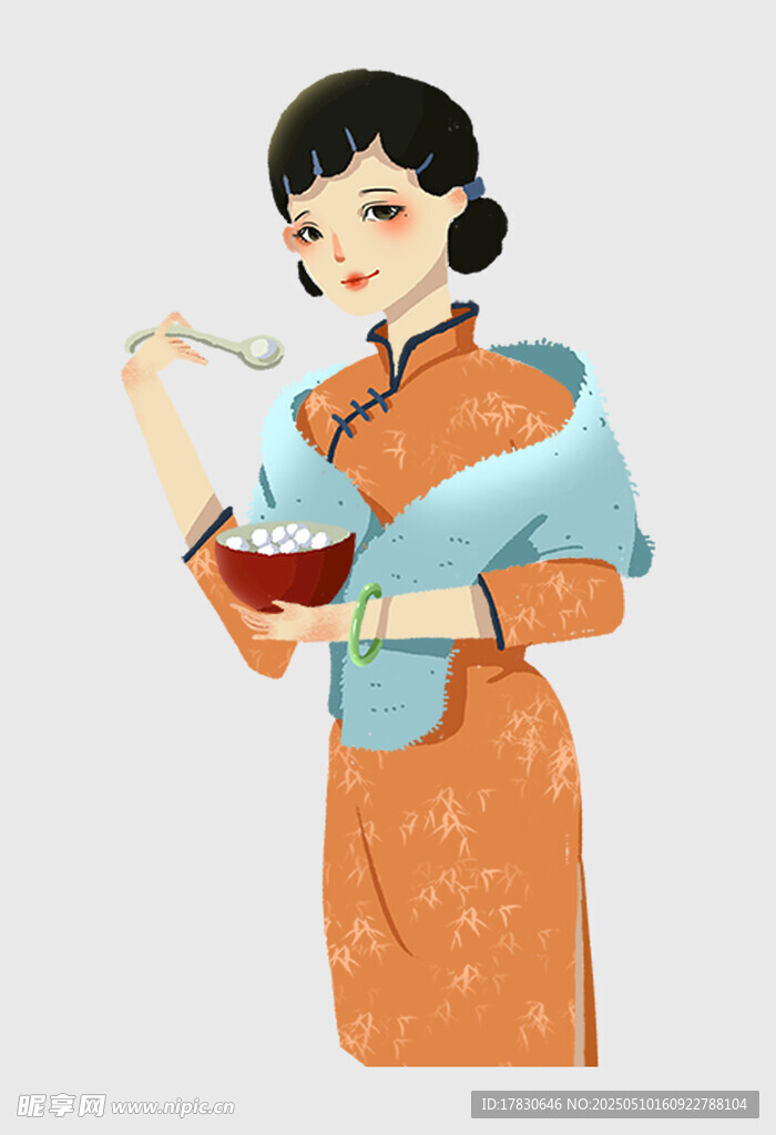 民國女子抱娃用餐場景