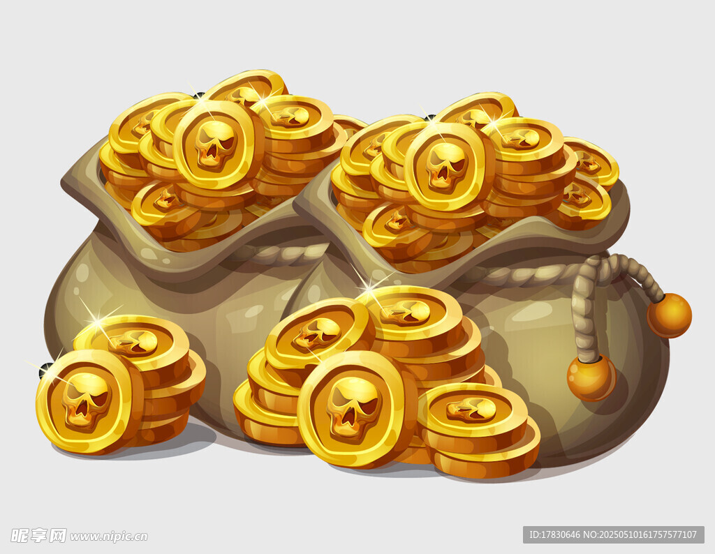 滿滿金袋金幣財富象征
