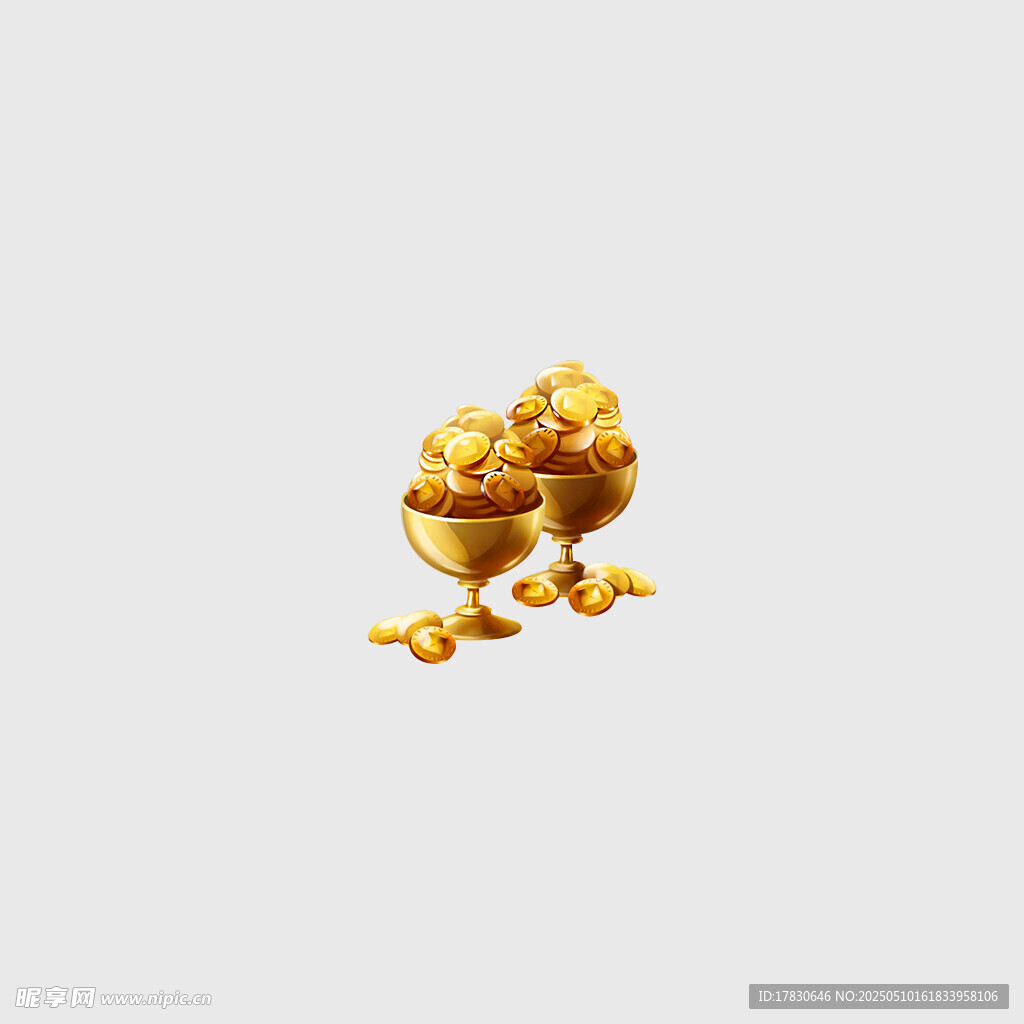 金色獎杯與散落金幣