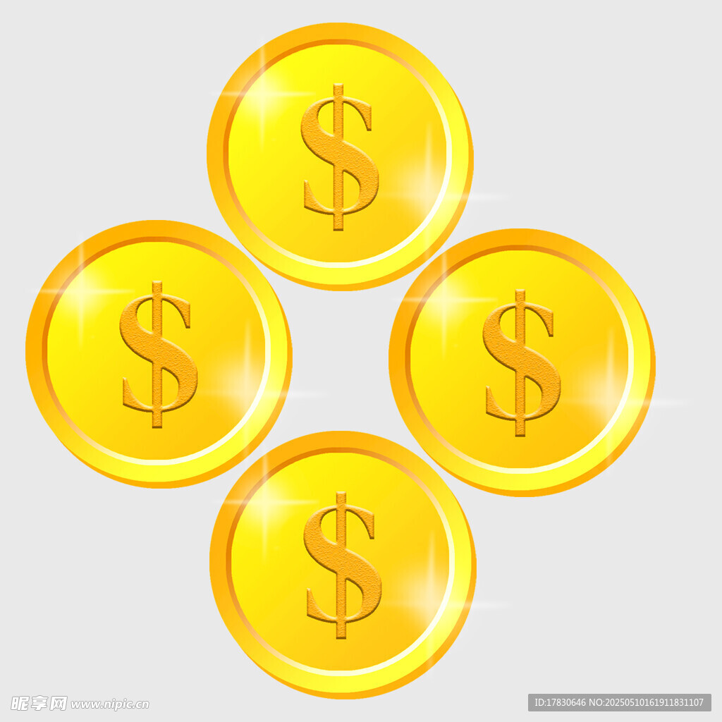 金色美元符號金幣圖案