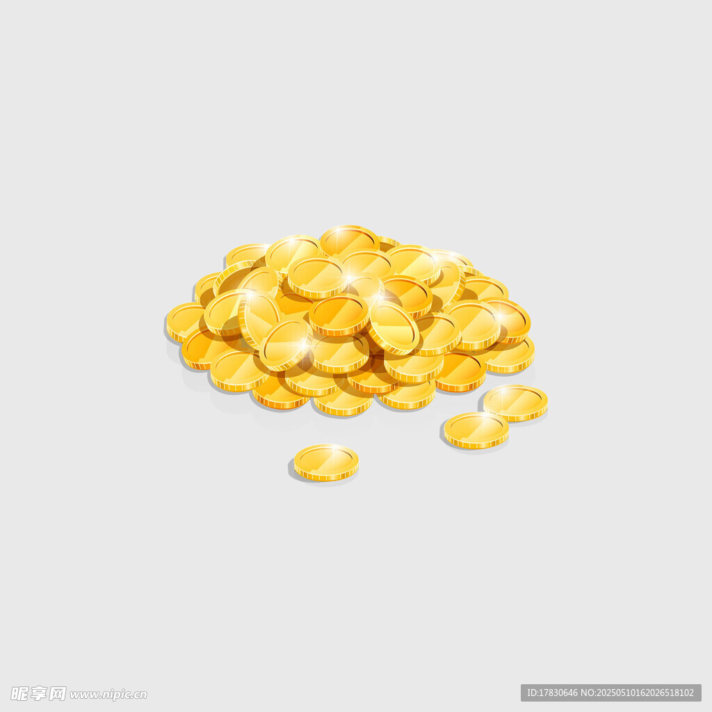 一堆金幣散落