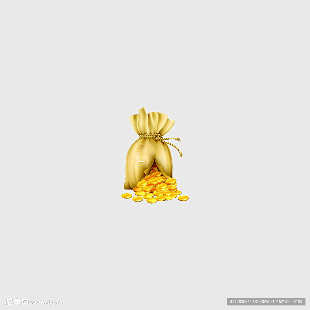 裝滿(mǎn)金幣的金色錢(qián)袋