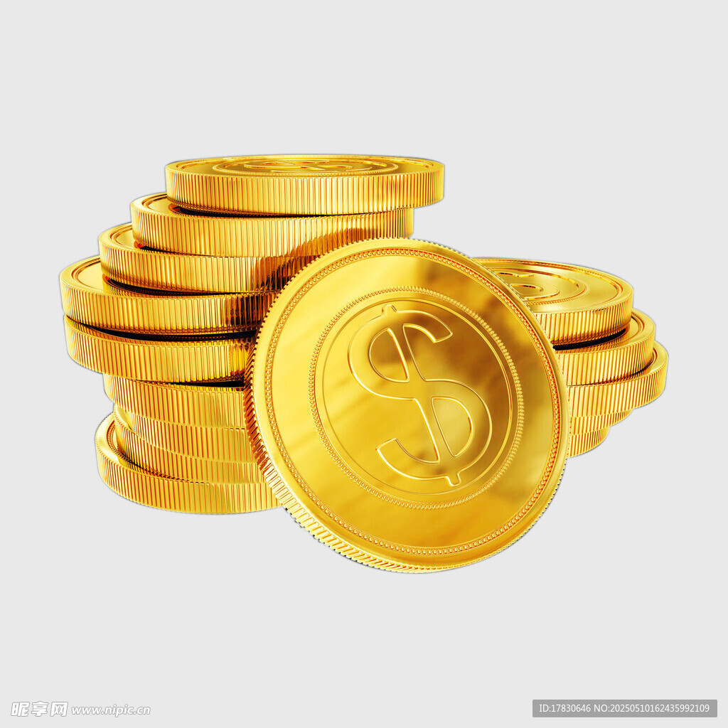 一堆金光閃閃的金幣