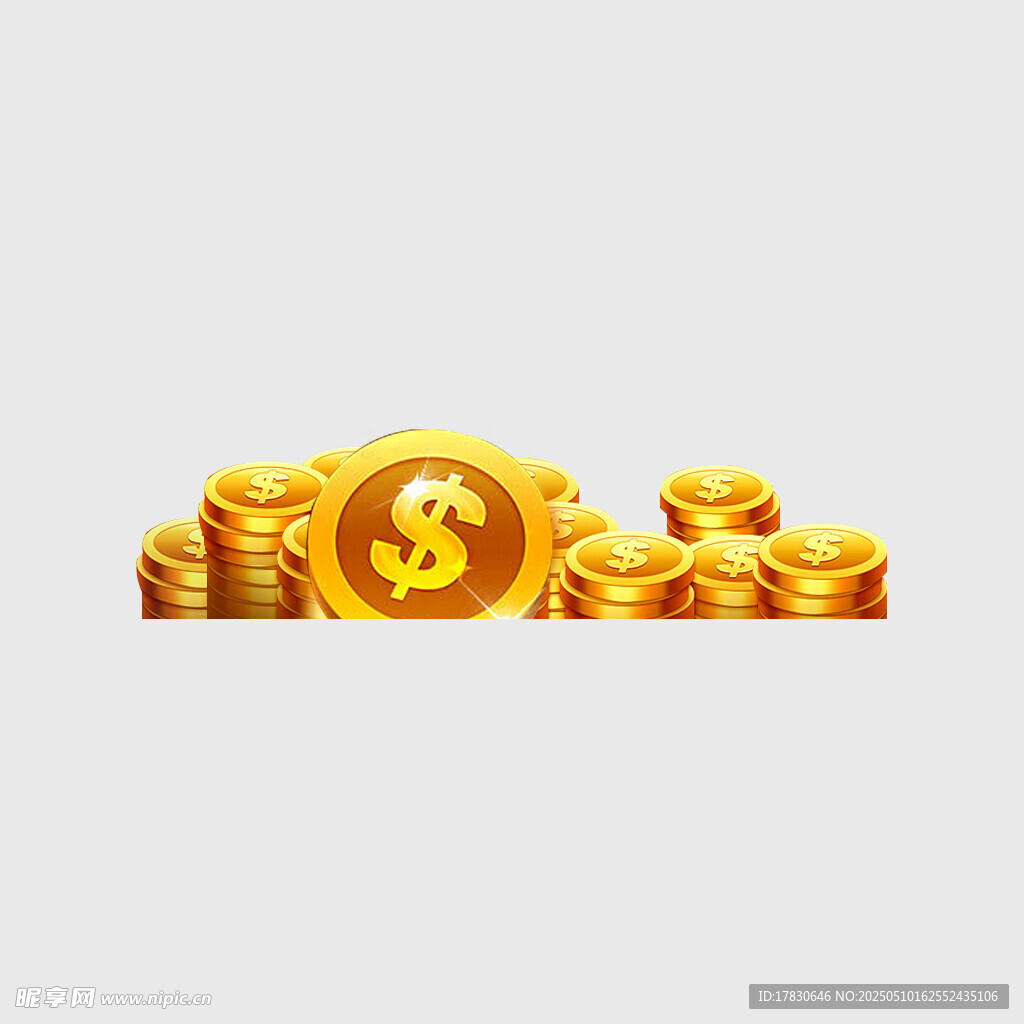 金幣堆疊展現財富元素