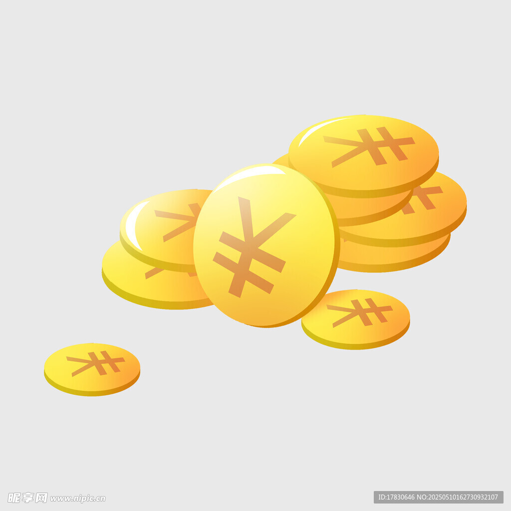 一堆帶人民幣符號的金幣