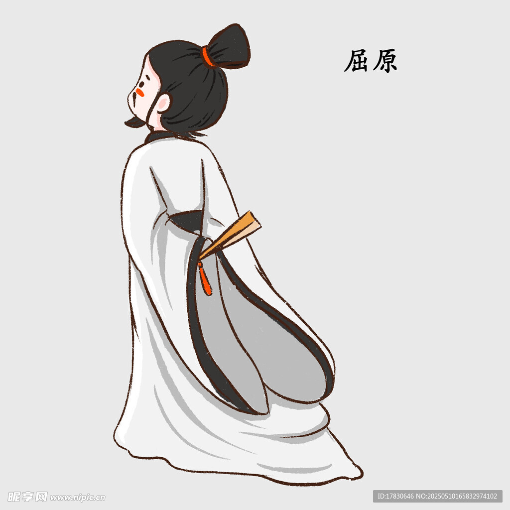 古風(fēng)女子持扇優(yōu)雅背影