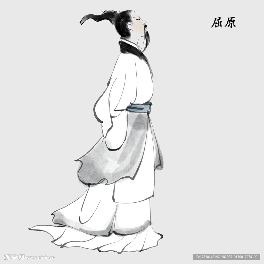 古風男子背影寫意水墨畫