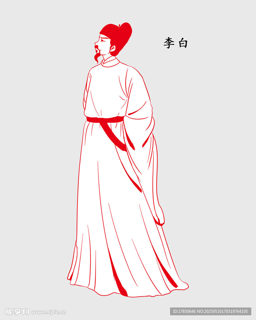 古風女子漢服優雅側立圖
