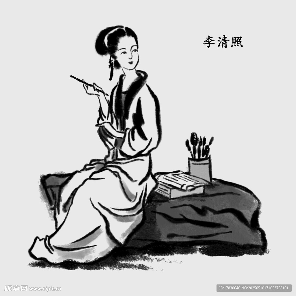 古代女子持筆書寫之態