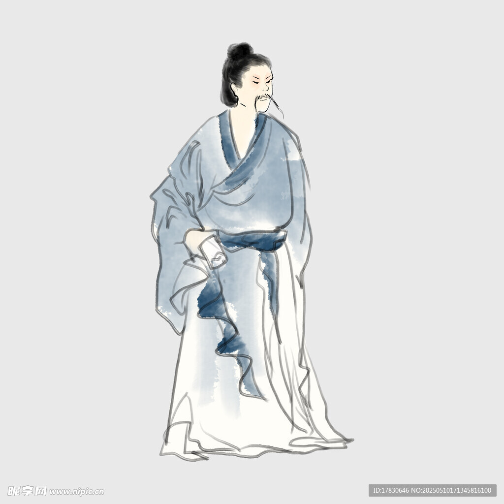 古風男子著飄逸長袍形象