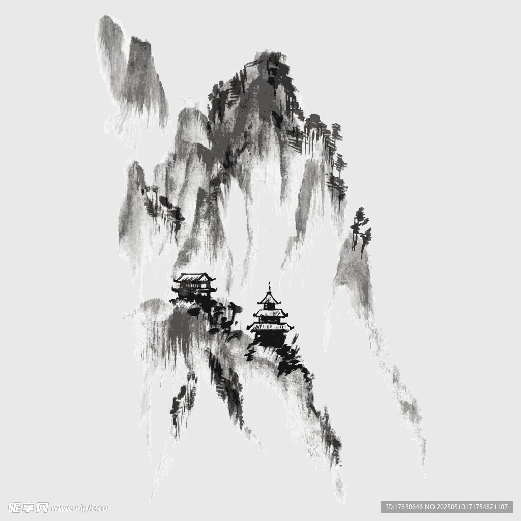 水墨寫意山水圖
