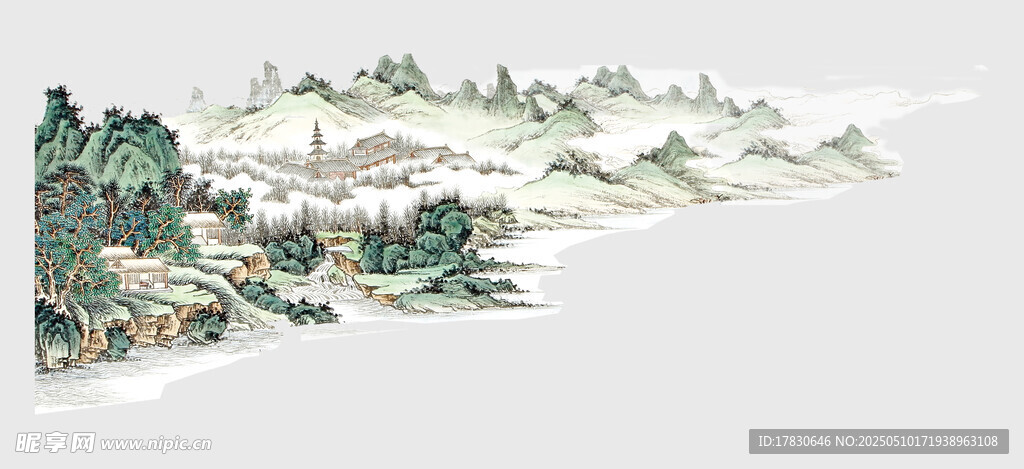 水墨山水風景圖