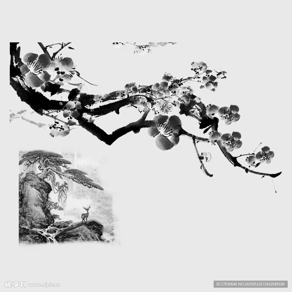水墨梅花圖