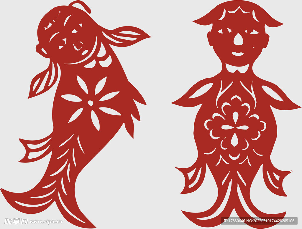 雙魚剪紙圖案