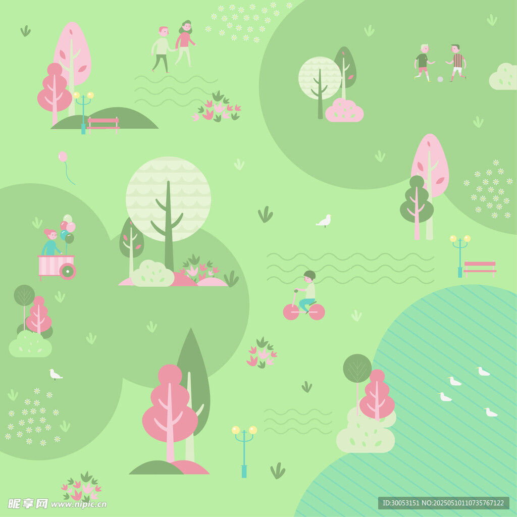 夢幻森林卡通風景插畫