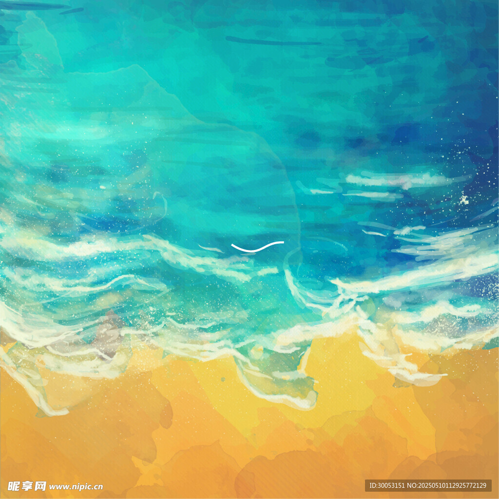 海邊浪花繪景