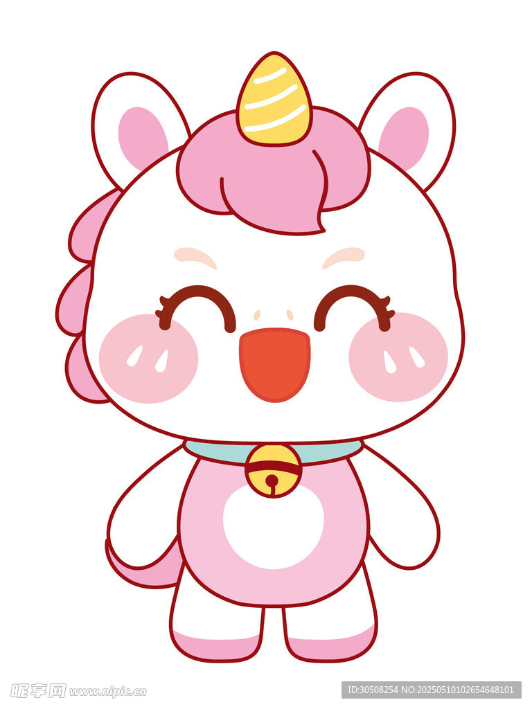 可愛的萌馬卡通頭像插畫