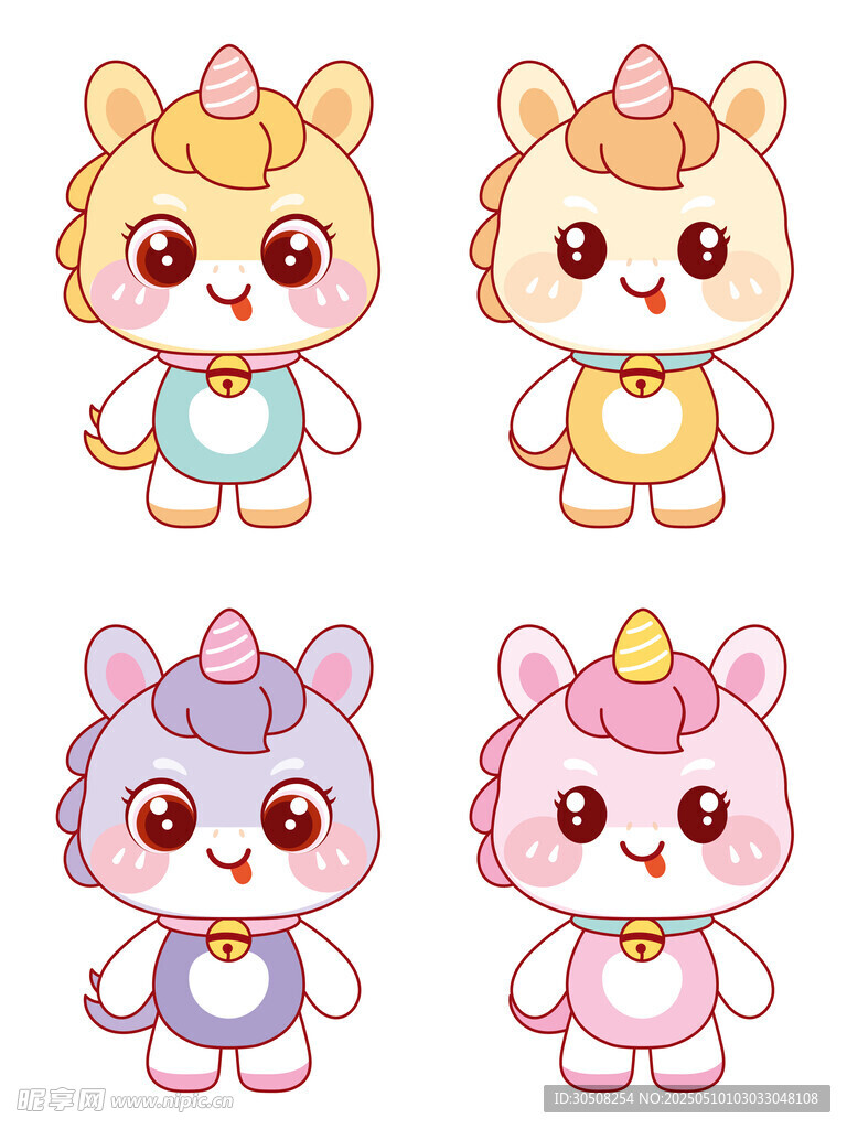 可愛的獨角獸形象插畫