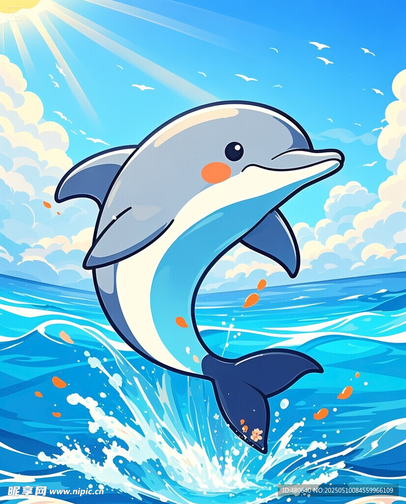 卡通海豚插畫圖片