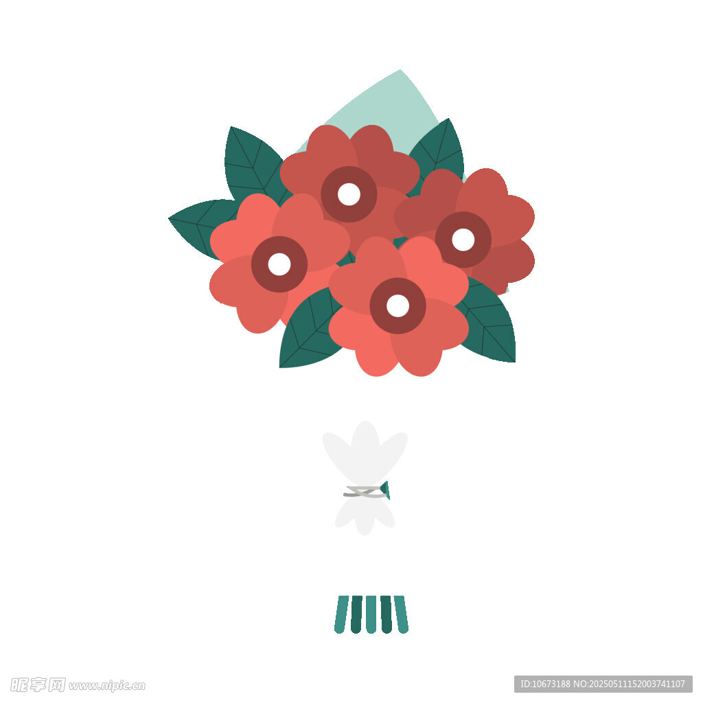 紅色花朵花束插畫