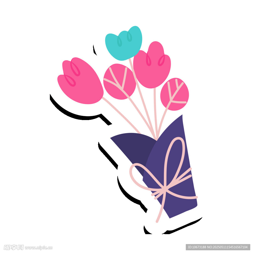 手繪郁金香花束插畫
