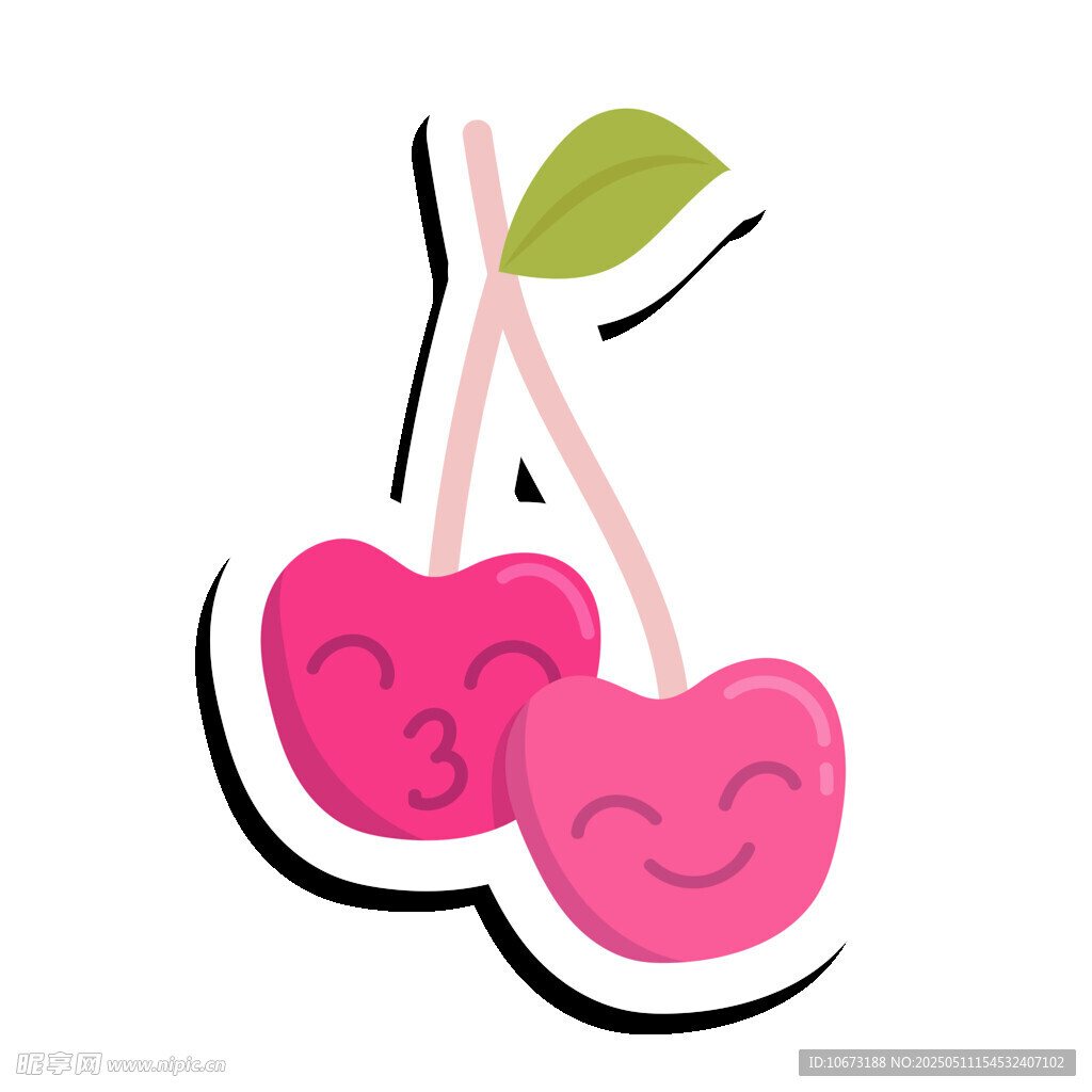 可愛笑臉櫻桃插畫