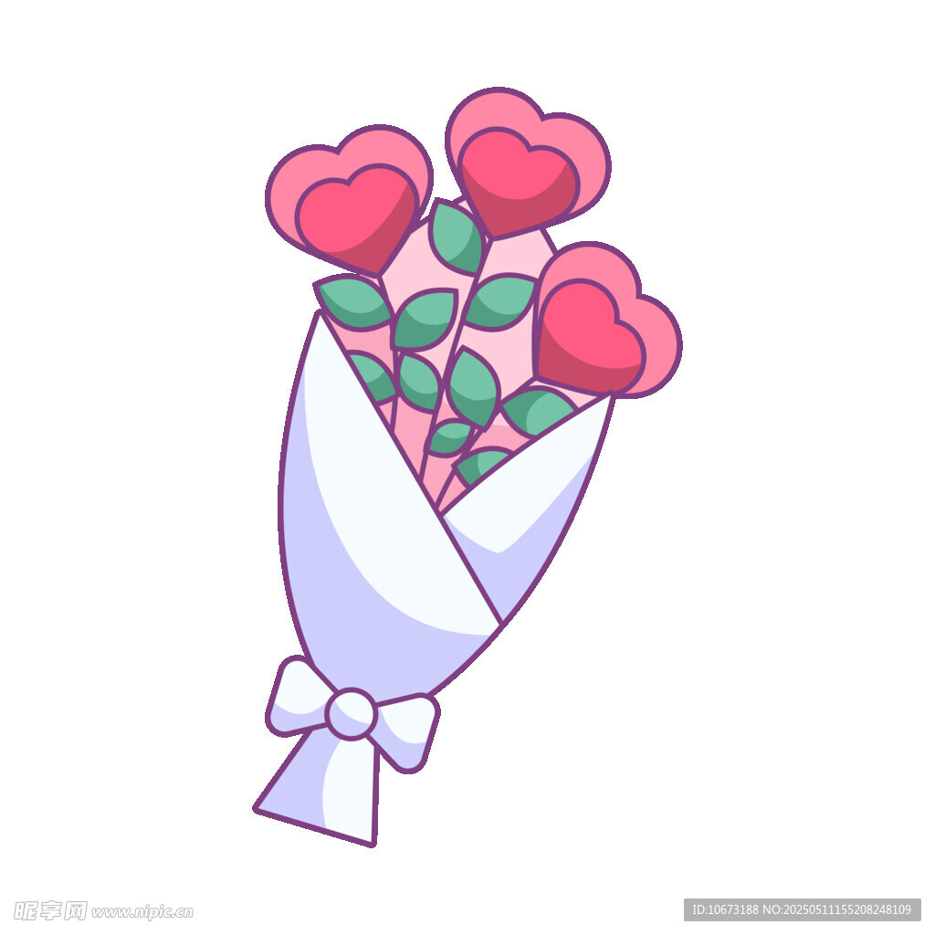 卡通風格粉色玫瑰花束