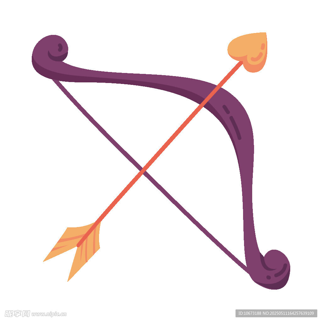 紫色愛(ài)心弓箭插畫(huà)