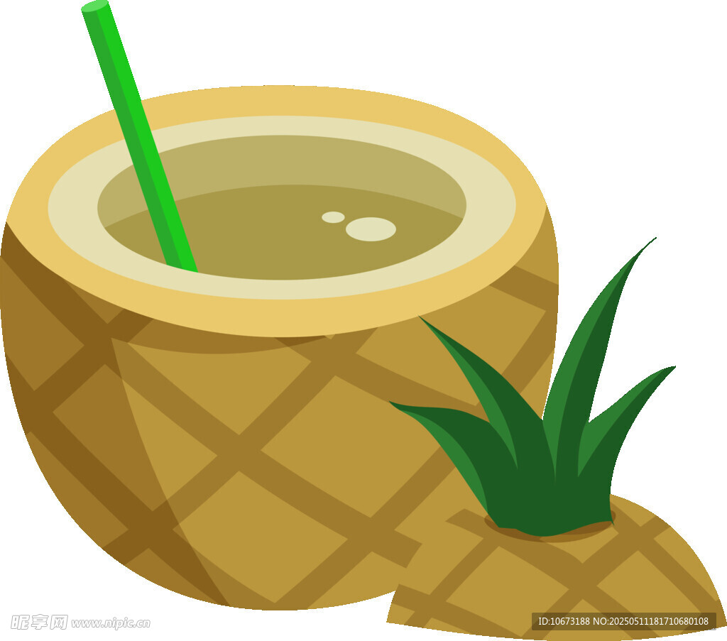 菠蘿椰子飲品插畫