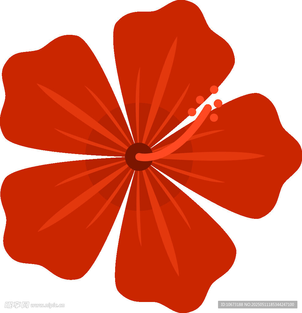 紅色五瓣花朵插畫