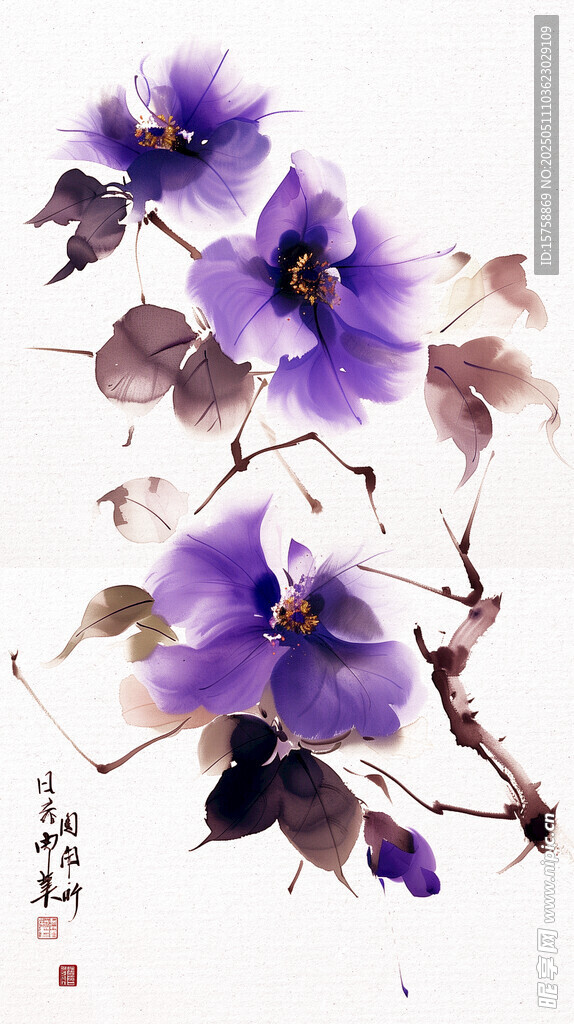 水墨花卉背景