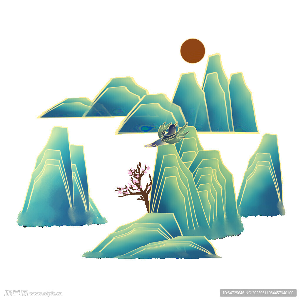水墨風山水插畫意境美