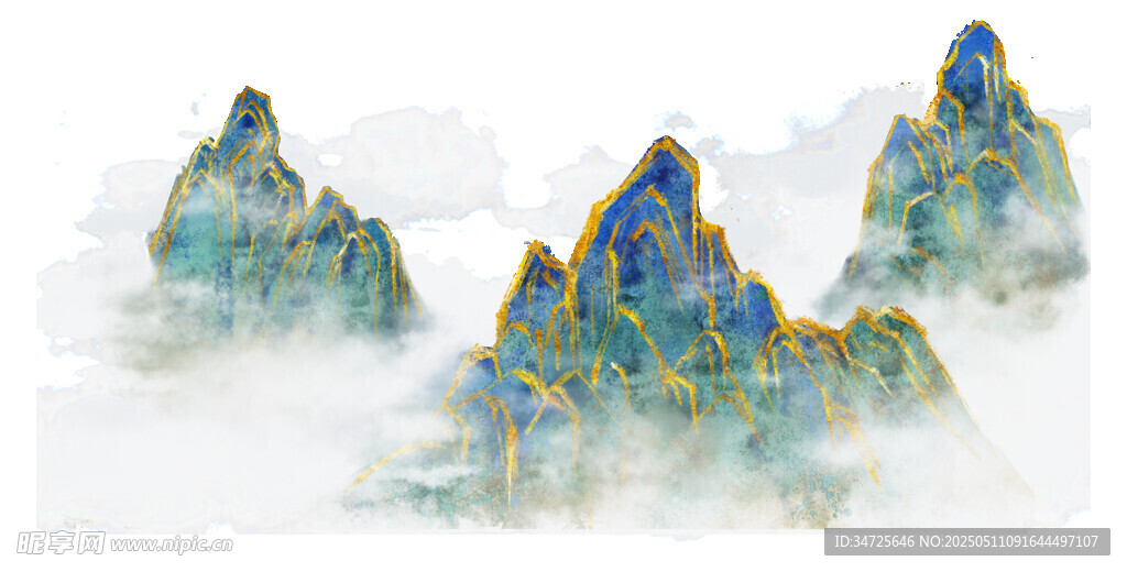 夢幻云霧繚繞的多彩山峰