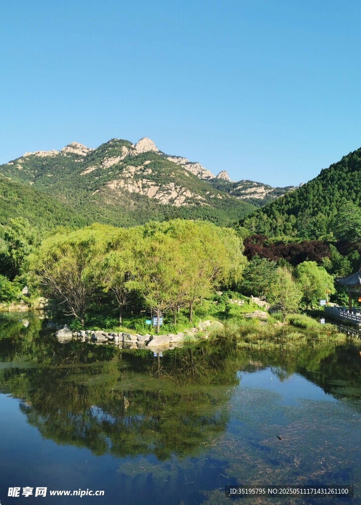 青山綠水間的靜謐湖泊