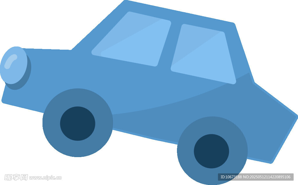 藍色卡通小汽車形象