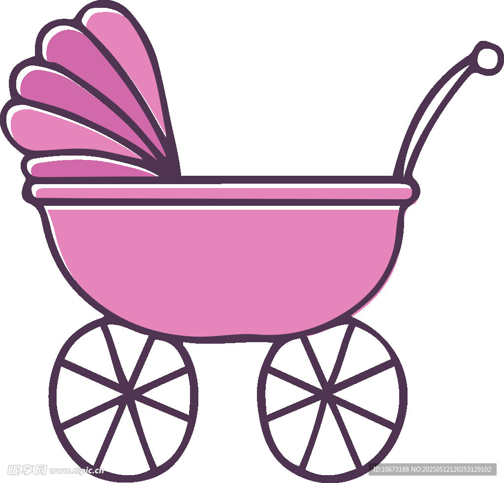 粉色嬰兒推車(chē)插畫(huà)