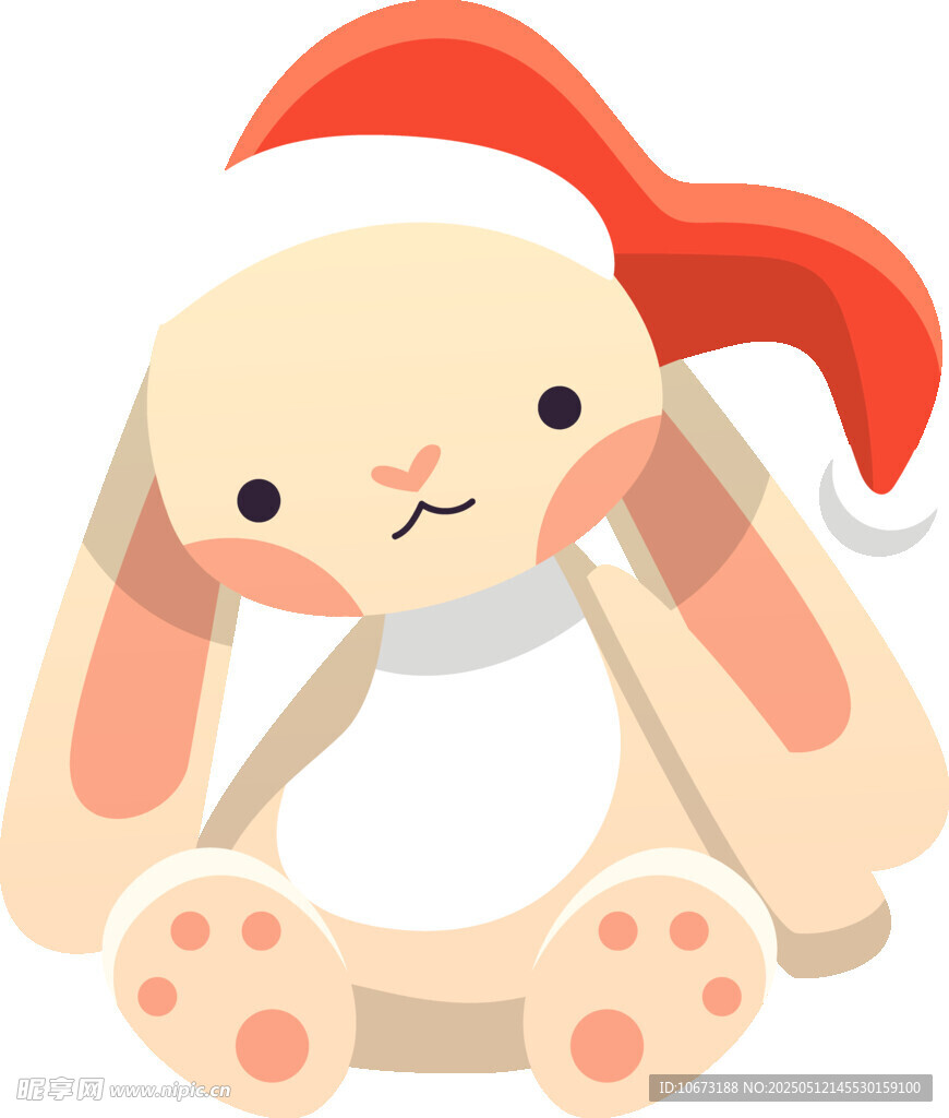 戴圣誕帽的可愛(ài)小兔子