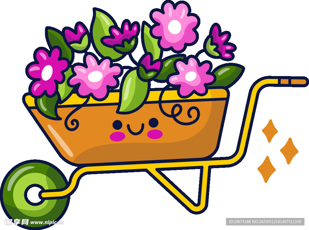 可愛花車插畫