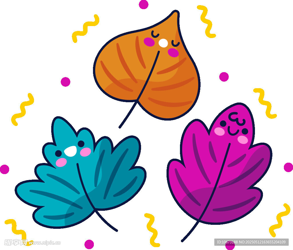可愛表情秋葉插畫