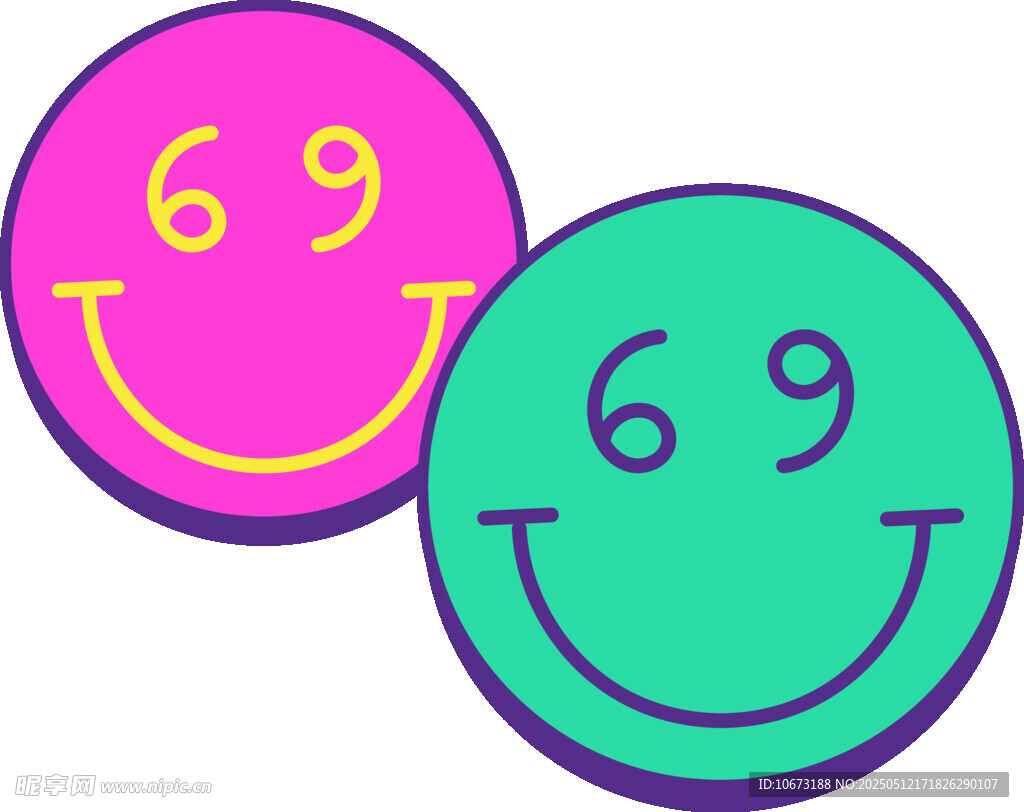 笑臉圖案69數字元素